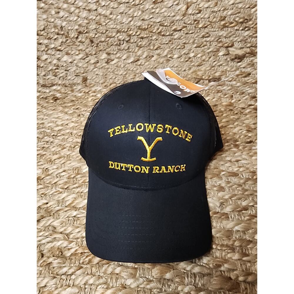 Yellowstone Dutton Ranch Black Trucker SnapBack Hat Cap Mesh